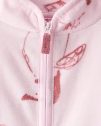 Baby Girl Penguin Microfleece Zip-Up Jacket - Pink