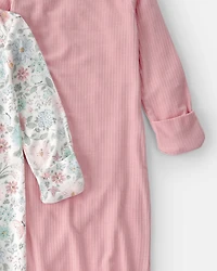 Baby Girl 2-Pack Butterfly Garden PurelySoft Sleeper Gowns - Pink