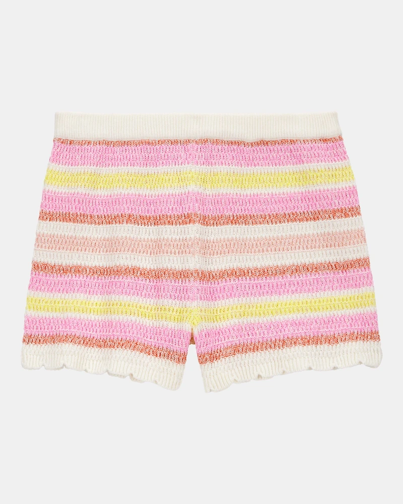 Kid Striped Crotchet Knit Shorts