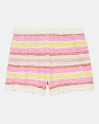 Kid Striped Crotchet Knit Shorts