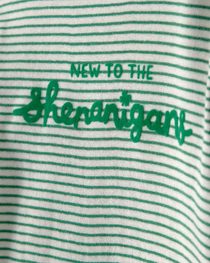 Baby St. Patrick's Day 2-Piece Striped Long-Sleeve Bodysuit & Pant Set - Green/White