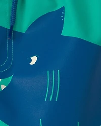 Toddler Boy Shark Swim Trunks - Green/Blue
