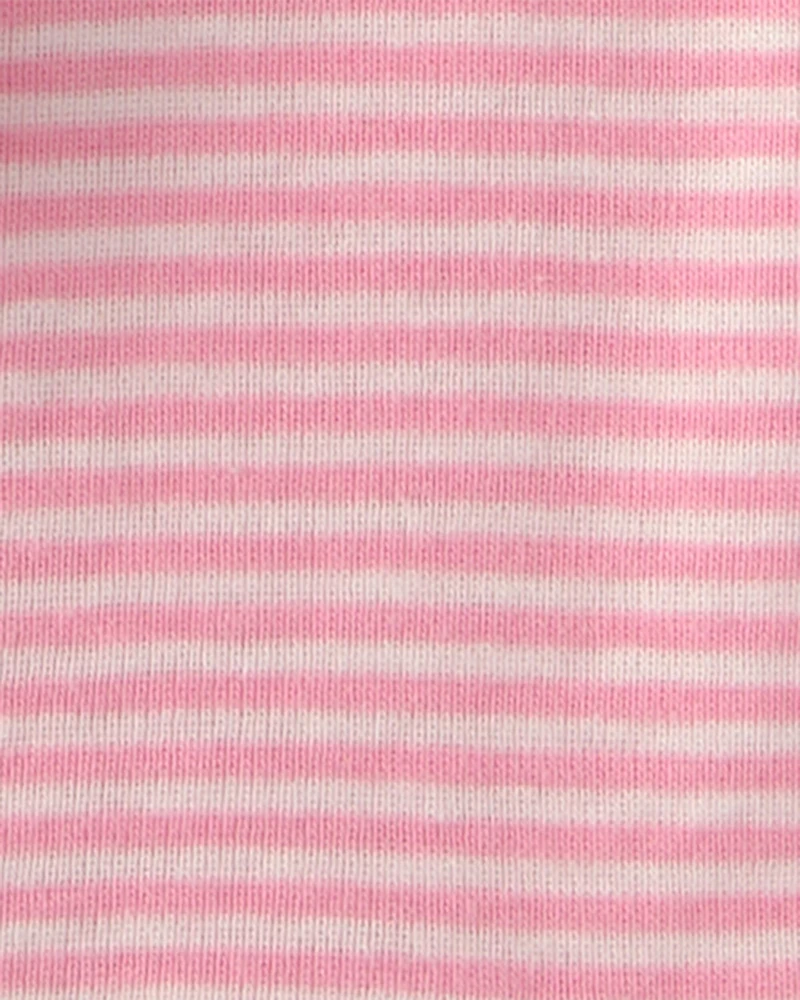 Baby Girl Ice Cream 100% Cotton Short-Sleeve Snug Fit 4-Piece Pajama Set - Pink/Ivory