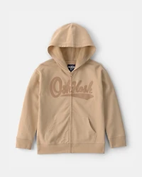 Kid OshKosh Logo Zip-Up Hoodie - Beige