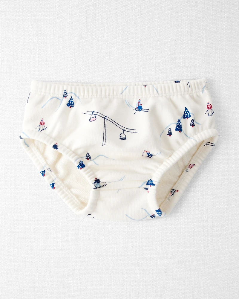 Baby Girl French Terry Dress Made with Organic Cotton in Snowy Slopes Print