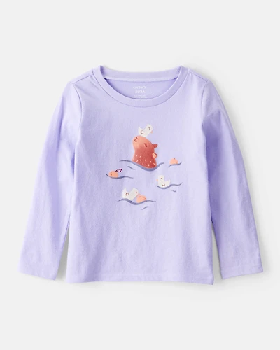 Toddler Girl Cabybara Long-Sleeve Graphic Tee - Purple