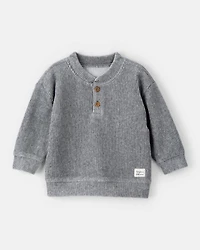 Baby Boy 2-Piece Ribbed Pullover Sweatshirt & Pants Set - Grey