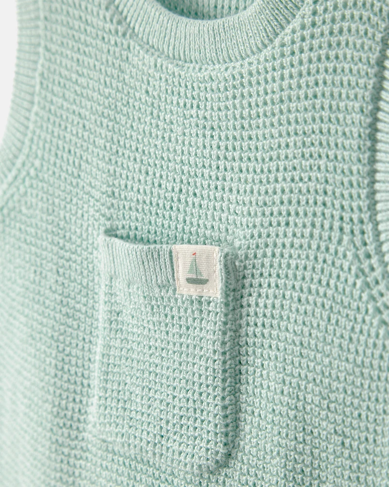 Baby Crochet Bubble Romper - Green