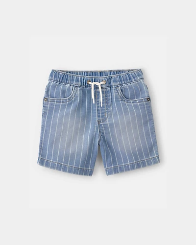 Toddler Boy Striped Denim Drawstring Shorts - Light Wash