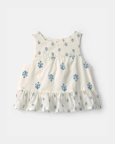 Baby Girl Floral Pelum Top - Ivory