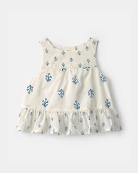 Baby Girl Floral Pelum Top - Ivory