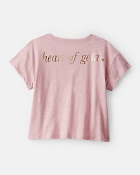 Girls Heart of Gold Cotton Short-Sleeve Graphic Tee - Pink