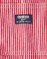 Toddler Hickory Stripe Overalls - Red/Ivory