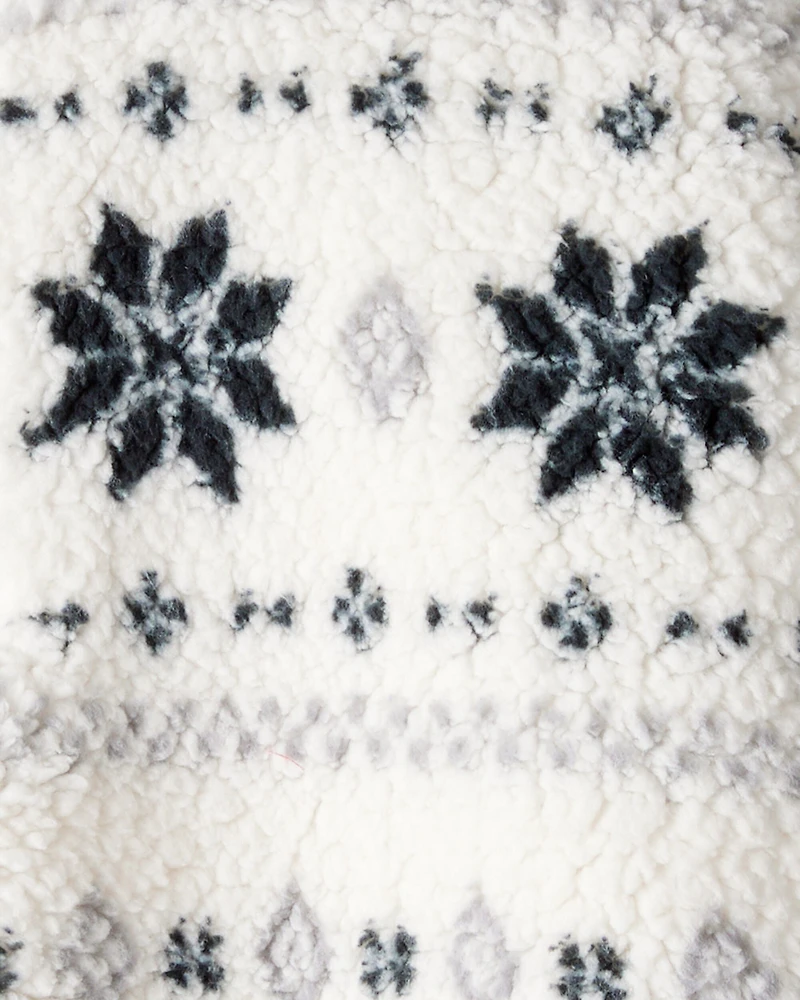 Toddler Girl Fairisle Sherpa Quarter-Zip Pullover - White