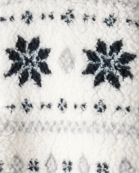 Toddler Girl Fairisle Sherpa Quarter-Zip Pullover - White