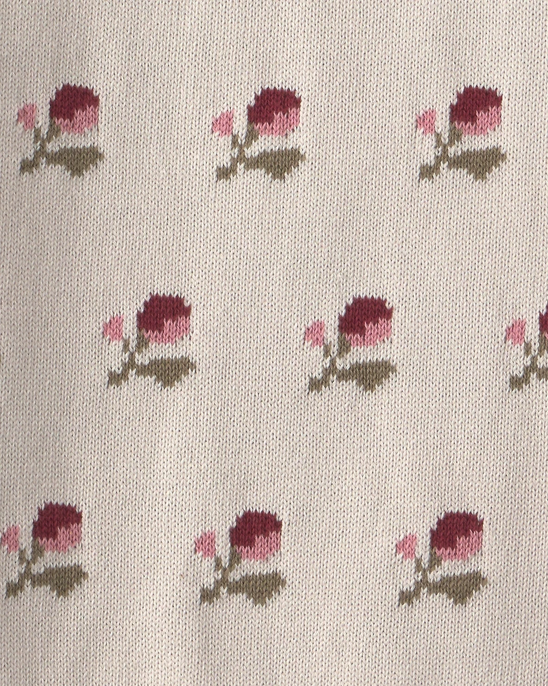 Girls Organic Cotton Sweater Knit Pullover in Wildflower Maize