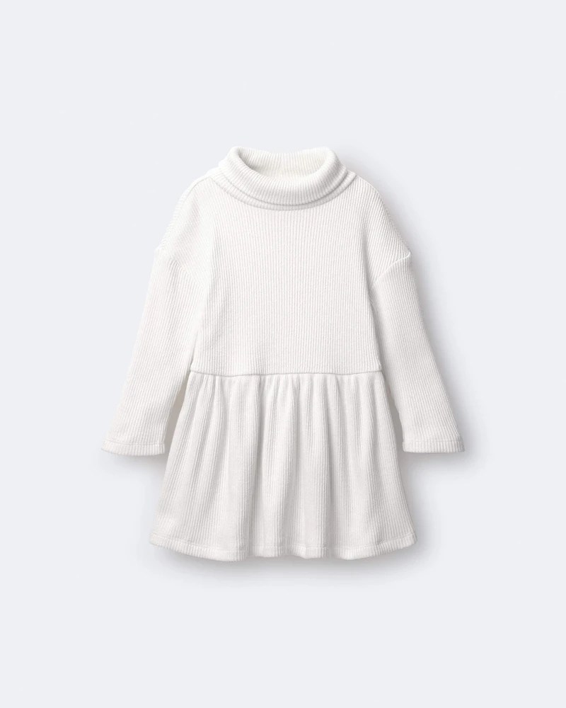 Toddler Girl Turtleneck Sweater Dress - Cream