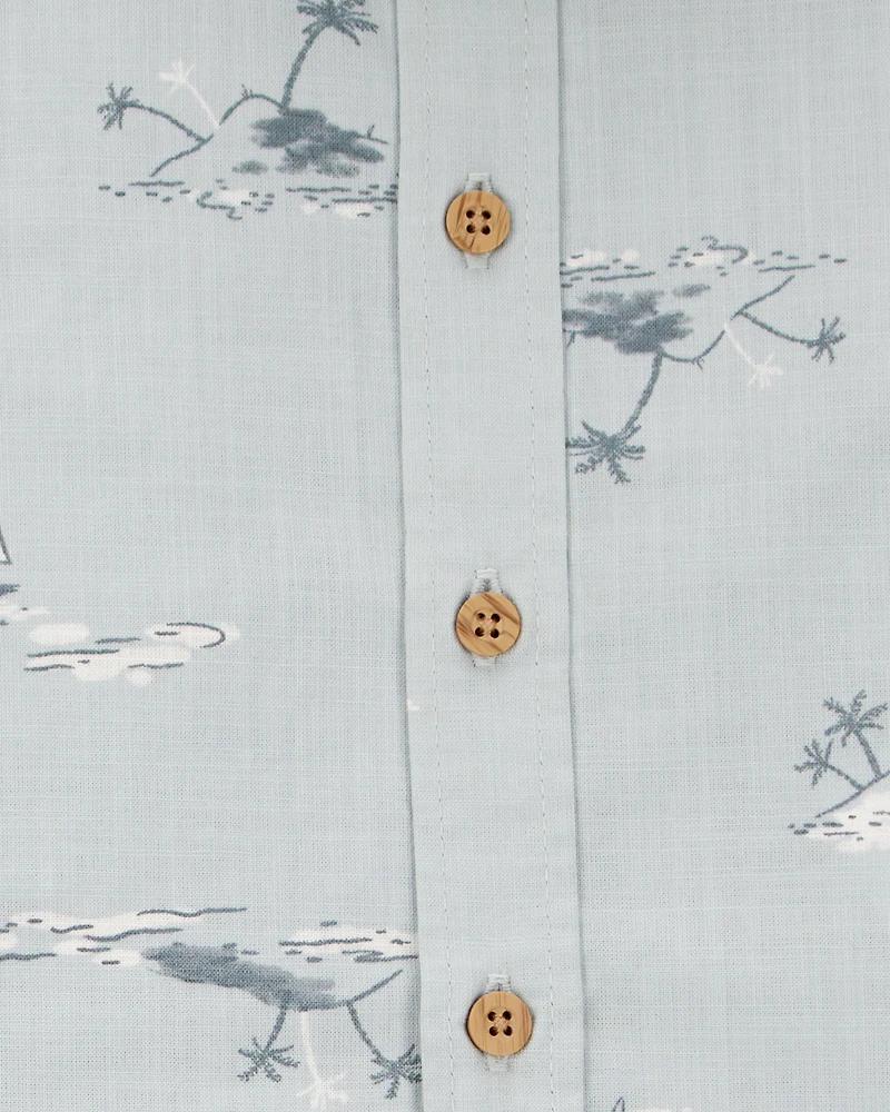 Baby 2-Piece Button-Down Shirt & Short Set - Blue