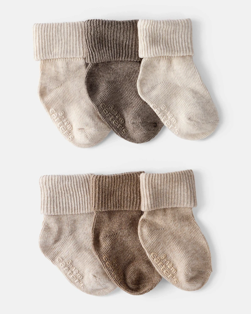 Baby 6-Pack Ankle Socks - Brown