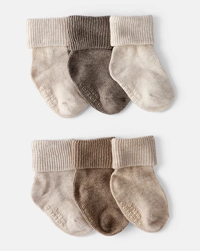 Baby 6-Pack Ankle Socks - Brown