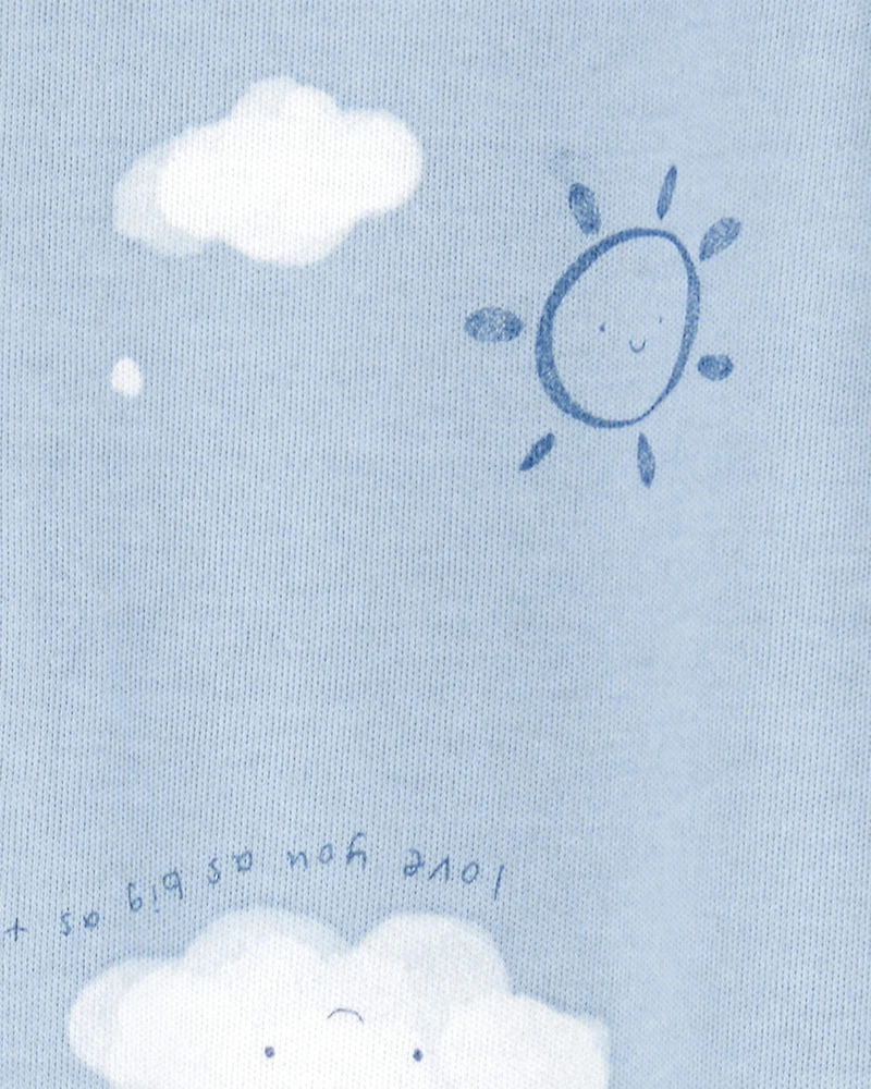 Baby Boy Cloud Print 2-Way Zip Cotton Sleep & Play Pajamas - Blue
