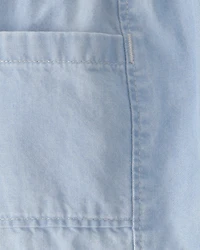 Baby Girl Chambray Shorts - Blue