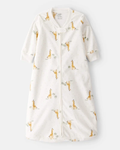 Baby Giraffe Print Long-Sleeve Wearable Blanket - White