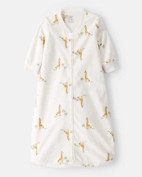 Baby Giraffe Print Long-Sleeve Wearable Blanket - White