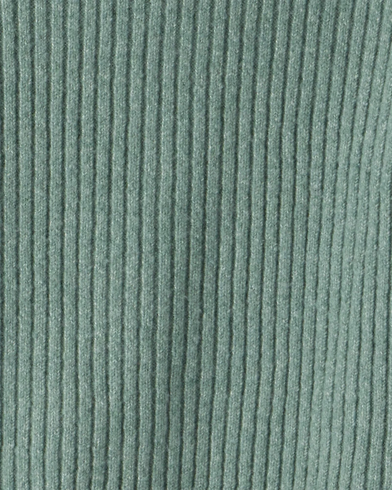 Girls Ribbed Sweater Knit Hoodie - Green