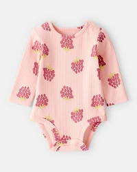 Baby Girl 2-Piece Raspberry Bodysuit & Pull-On Pants Set - Pink
