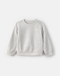 Toddler Girl 'Let's Play' Fleece Pullover Sweatshirt - Grey
