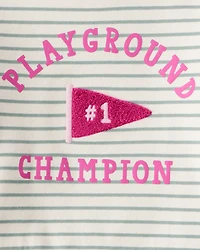 Toddler 2-Piece "Playground Champion" Striped Top & Skirt Set