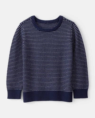 Boys Striped Cotton Long-Sleeve Sweater - Blue