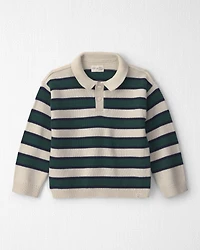 Toddler Boy Organic Cotton Sweater Knit Polo in Stripes