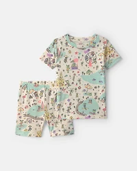 Toddler Girl 2-Piece 100% Cotton 'Beach Monster' Pajama Set
