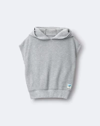 Toddler Waffle Knit Elastic-Waist Hooded Top - Heather Grey
