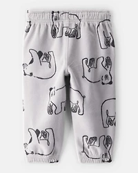 Baby Boy Polar Bear Fleece Joggers - Grey