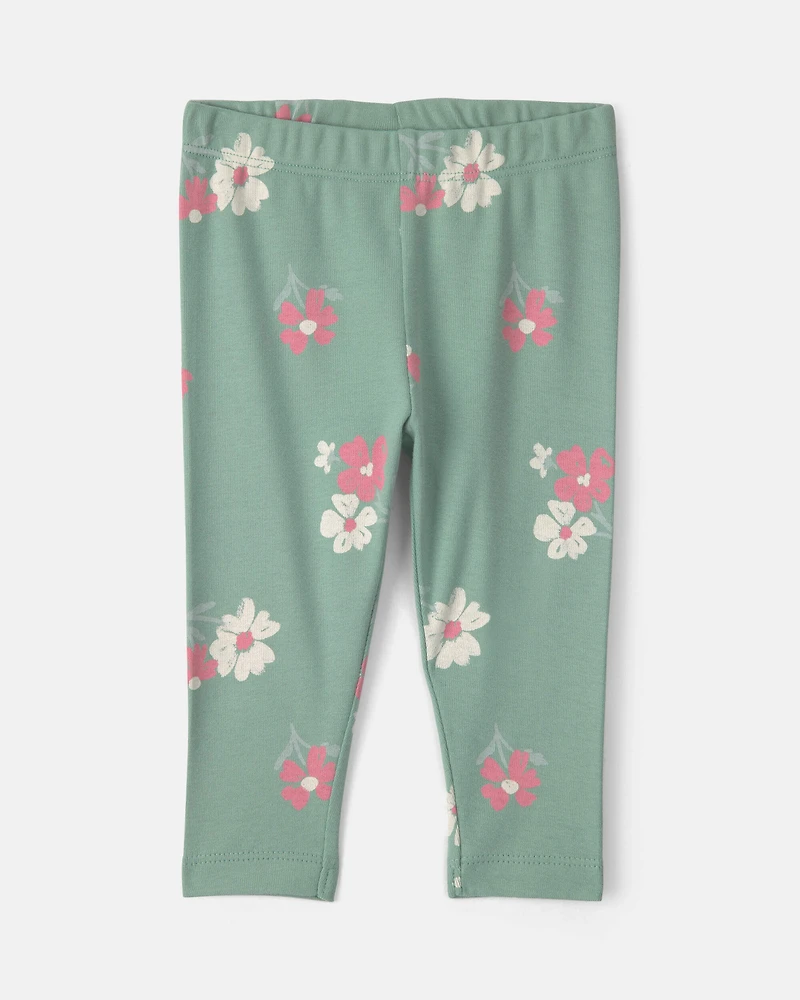 Baby Girl 3-Piece Heart Floral Long-Sleeve Bodysuit & Pant Set - Green/Cream
