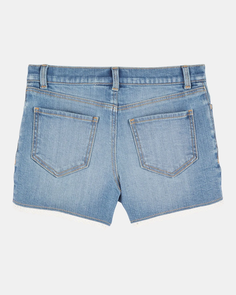 Kid Eyelet Hem Iconic Denim Short - Brit Wash