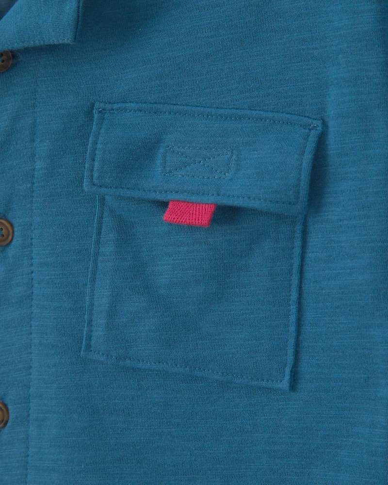 Boys Short-Sleeve Button-Down Shirt - Blue