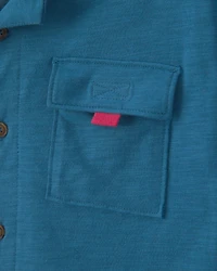 Boys Short-Sleeve Button-Down Shirt - Blue