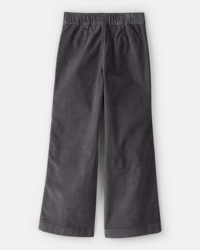 Girls Corduroy Wide-Leg Pants - Grey