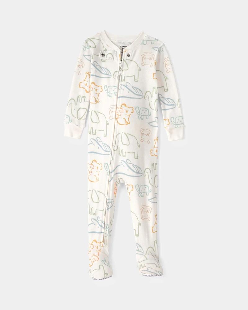 Baby Elephant 100% Cotton Snug Fit 1-Piece Pajama - Ivory