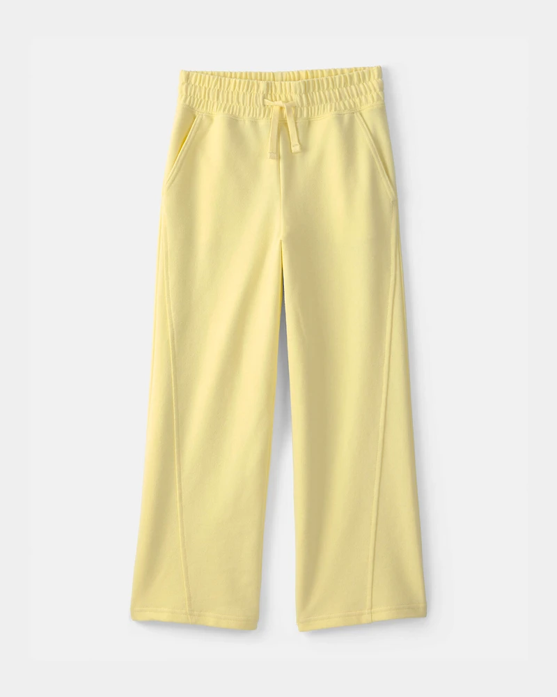 Girls French Terry Wide-Leg Pants - Yellow