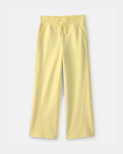 Girls French Terry Wide-Leg Pants - Yellow