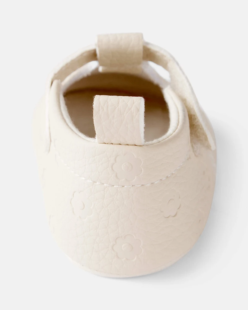 Baby Girl Flower Mary Jane Shoes - Cream