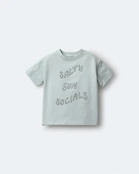 Toddler 'Salty Sun Socials' Premium Relaxed Graphic Tee - Light Blue