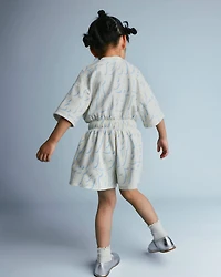 Toddler Girl Flowy Romper in Otter Avenue Print - Cream