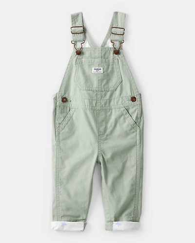 Baby Girl Butterfly-Lined Canvas Overalls - Green