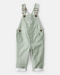 Baby Girl Butterfly-Lined Canvas Overalls - Green